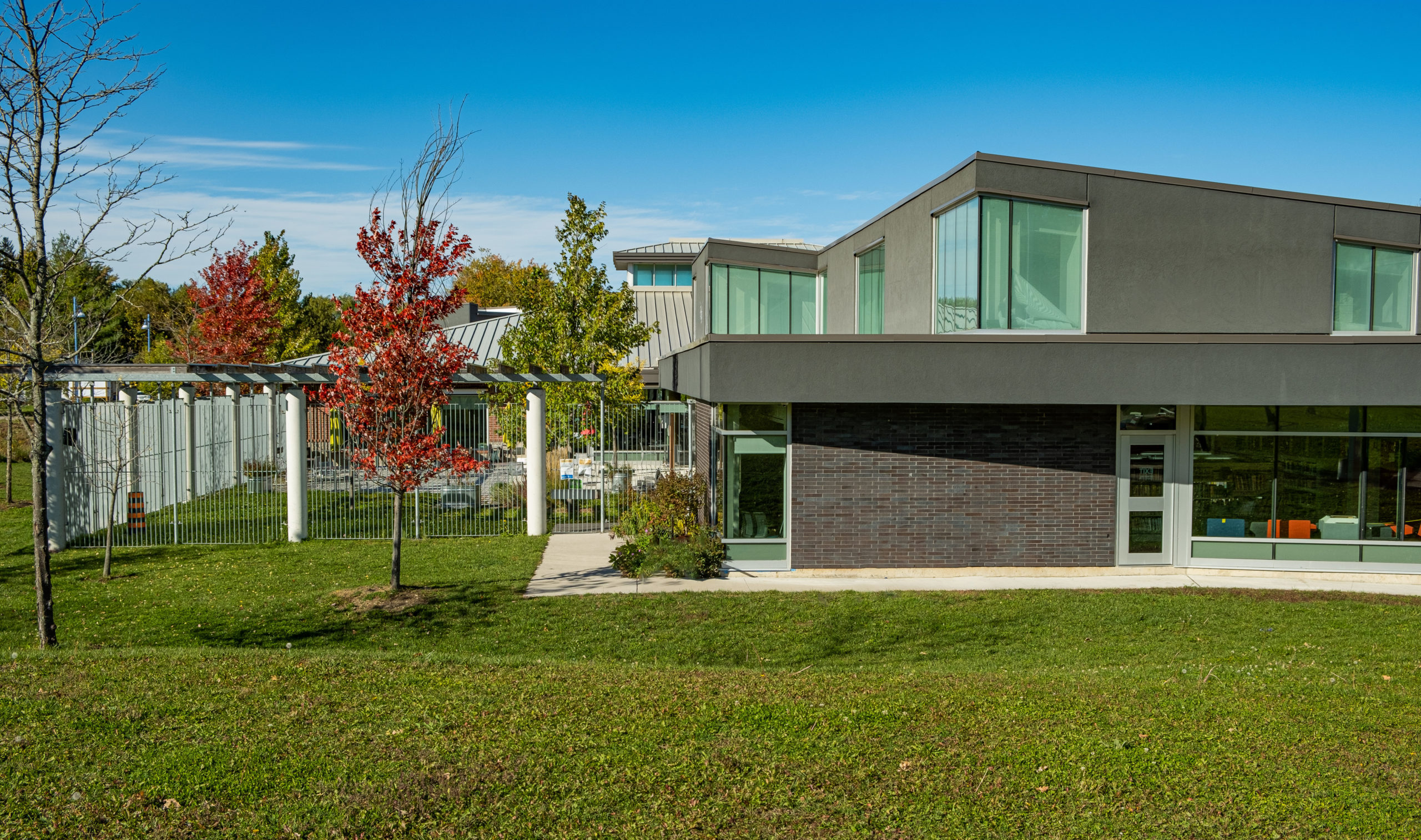 Alcona Learning Lab, Rear Exterior With Courtyard, Gordon + Gordon Group, Owner Representative